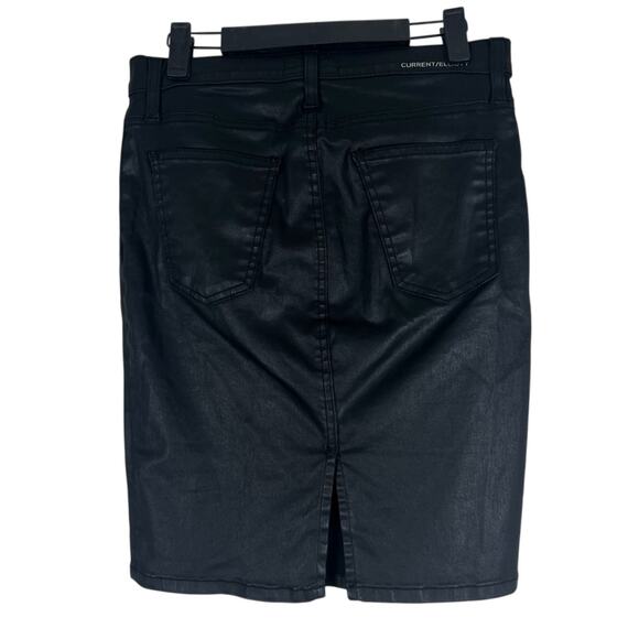 Current/Elliott Soho Zip Skirt Womens 26 Black Coated Pencil Stiletto Biker - Picture 4 of 7